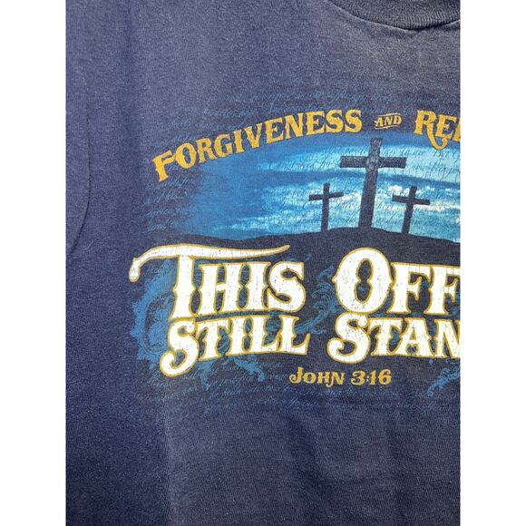 John 3:16 Shirt Forgiveness Redemption One And Only Son Blue Jesus Tee Medium - Picture 3 of 10